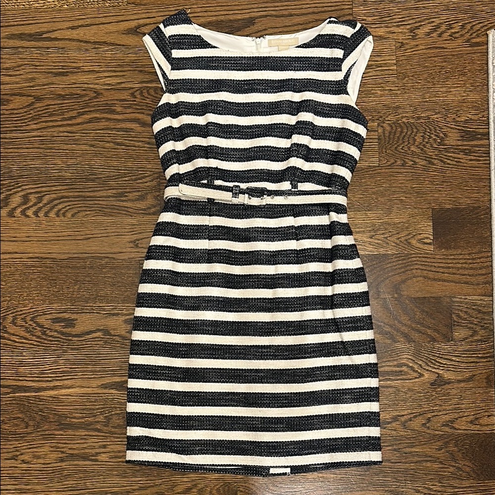 Ann Taylor Black and White Striped Mini Dress